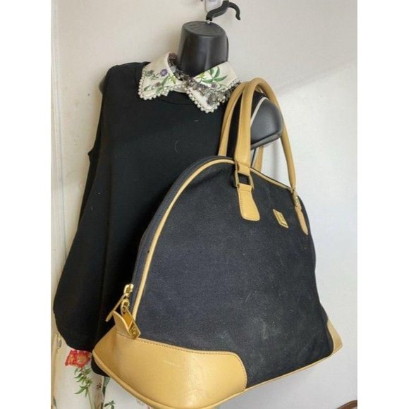 DVF xl black beige fabric weekend travel bag - Picture 9 of 12